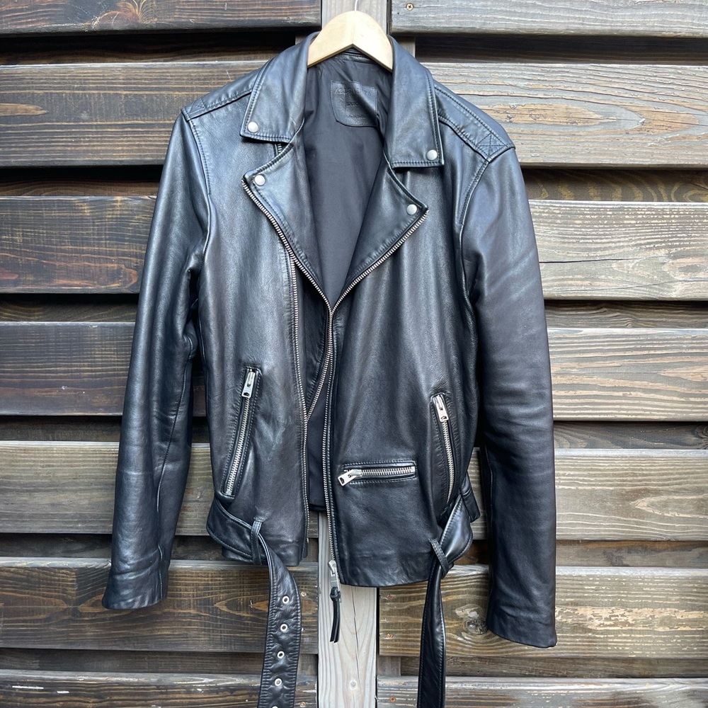 ALLSAINTS, Wick Leather Biker Jacket, Black, Large